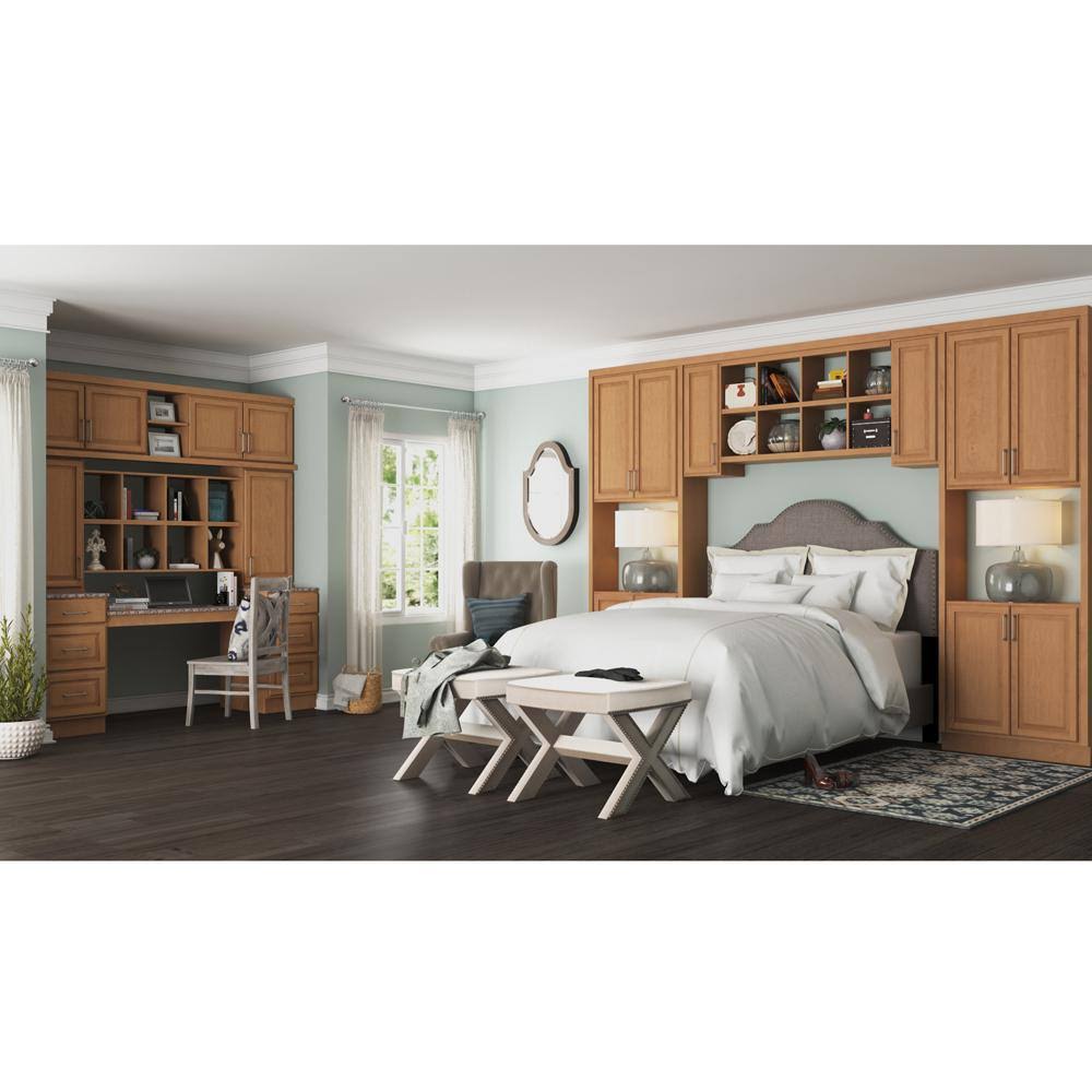 Hampton Bay Hampton Assembled 28.5x34.5x16.5 in. Lazy Susan Corner Base Kitchen Cabinet in Medium Oak