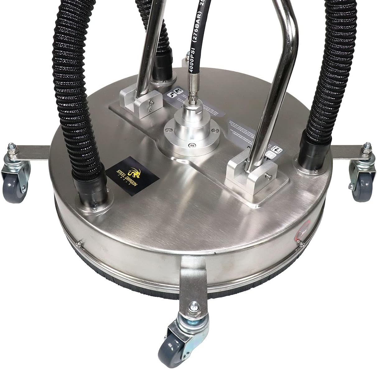 21" Stainless Steel Surface Cleaner with Vacuum Port, Wheels, and Wand Pressure Washer Attachment 4000 PSI, 12 GPM