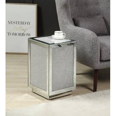 Morea Glass Top Block End Table Everly Quinn