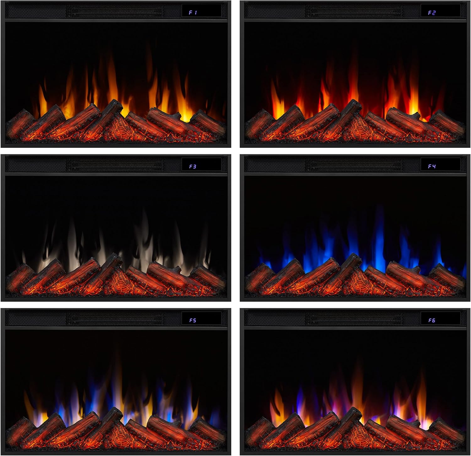 Real Flame Marshall 49" Slim Electric Fireplace with Mantel for Living Room or Bedroom, Replaceable Fireplace Insert Heater, Realistic Log and Flame Effect, Remote Control, White