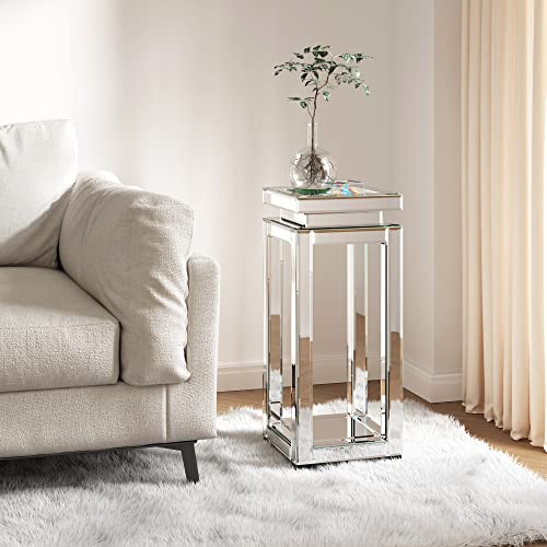 ENENE Mirrored End Table Crushed Diamond Coffee Table for Living Room Small Spaces Side Table for Bedroom Office Hallway Entryway