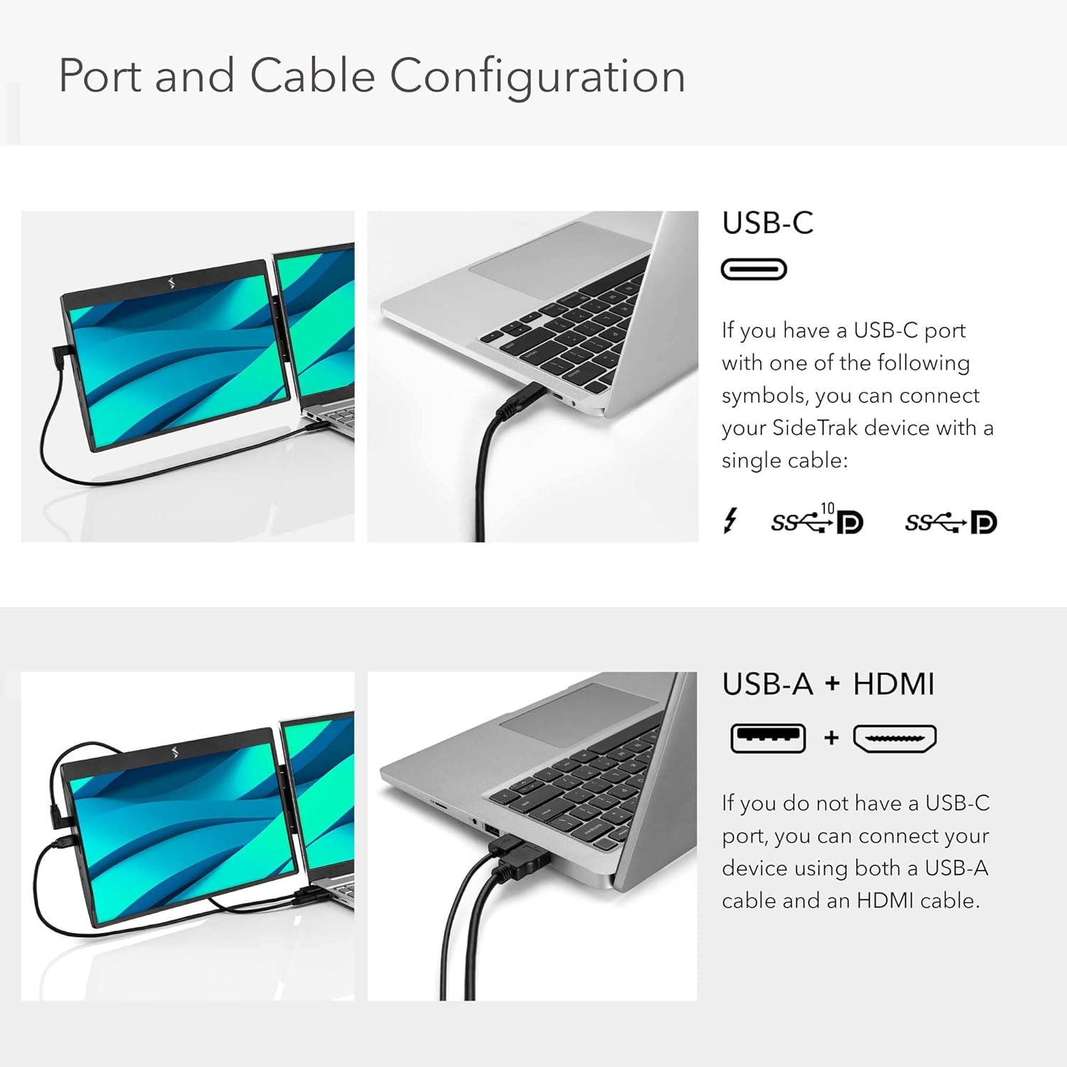 SideTrak Swivel 14" Attachable Portable Monitor Extender, FHD TFT Laptop Dual Screen with Kickstand + Unique Swivel Hinge, Compatible with Mac, PC, Chrome, Powered by USB or Mini HDMI Port