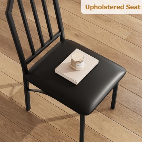 GAOMON Dining Table Set for 2, Kitchen Table and Chairs with Chamfer Design, 3 Piece Dining Room Set with Cushion Seats for Small Spaces, Home Kitchen, Apartment - Rustic Brown