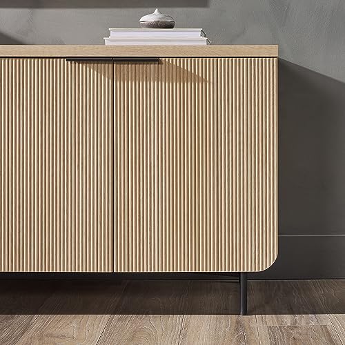Walker Edison Scandinavian Grooved 4-Door Sideboard, 69 Inch, Black