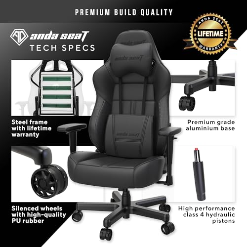 Anda Seat Kaiser 3 XL Gaming Chair for Adults - Ergonomic White Leather Gaming Chairs with Lumbar Support, Comfortable Office Chair with Neck Support - Heavy Duty Computer Chair Wide Seat Capacity