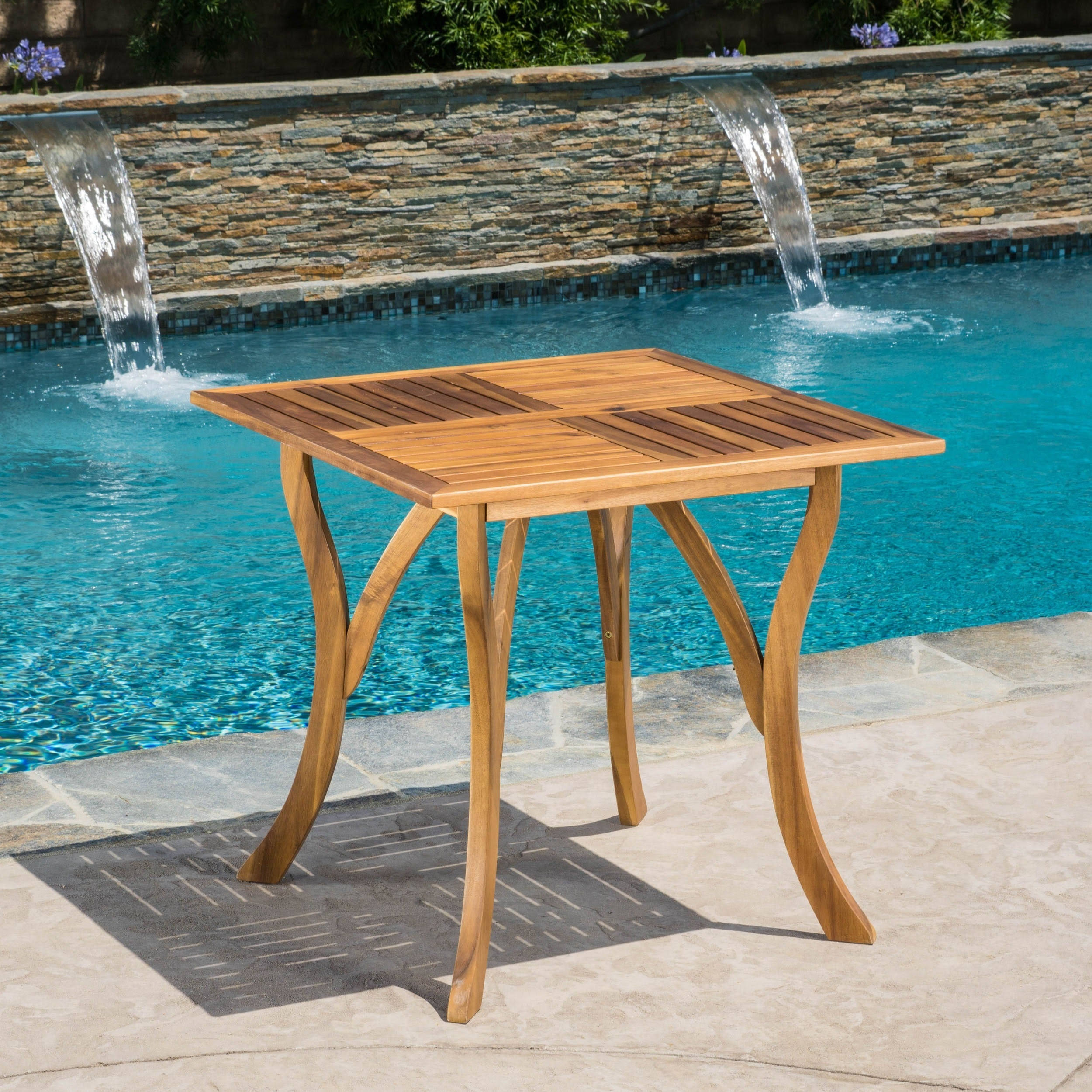 Christopher Knight Home Hermosa Outdoor Acacia Wood Square Dining Table Gray
