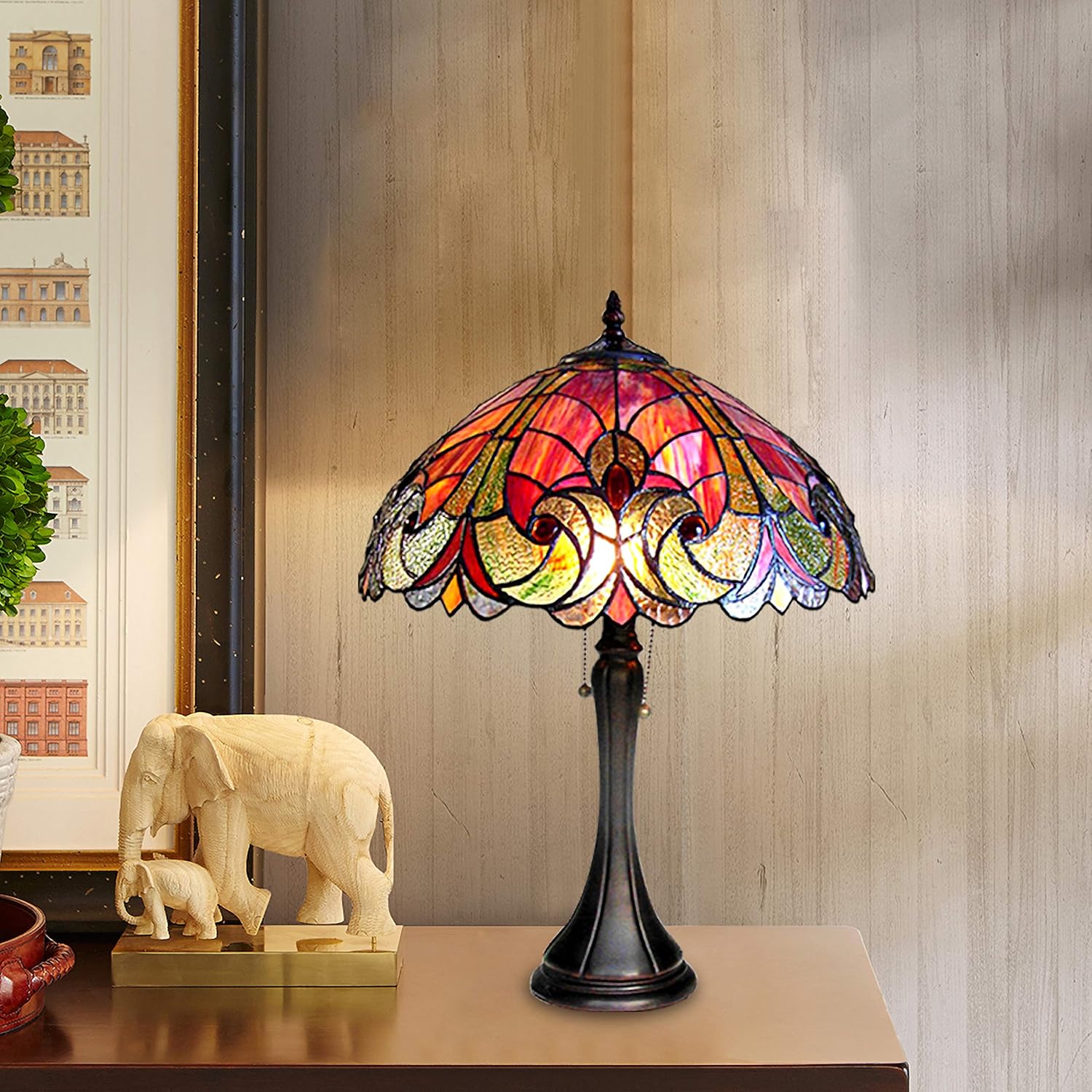 Tiffany-Style 2 Light Victorian Table Lamp 16" Shade