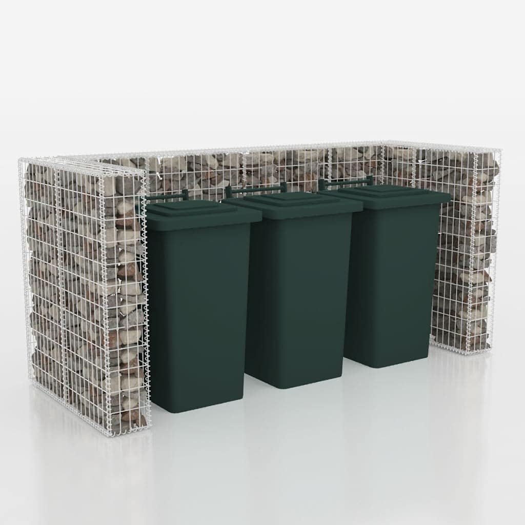 vidaXL Garbage Can Storage, Trash Can Enclosure for Outdoor, Garbage Can Shed, Double Wheelie Bin Storage for Outdoor Patio Yard Garden, Steel