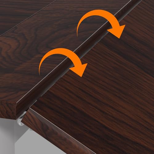 Folding Dining Table,Drop Leaf Dining Table,Foldable Expandable Table,Solid Wooden Foldable Workstation Desk with 6 Wheels,Rectangular Table for Kitchen Bedroom Living Room Bistro Brown