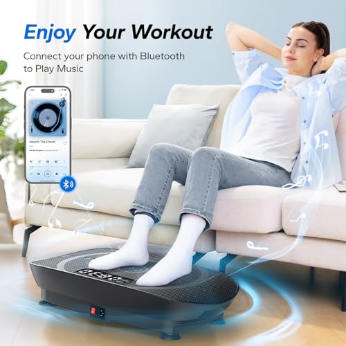 MERACH Vibration Plate Exercise Machine, Whole Body Workout Equipment for Women, Bluetooth and Silicone Pedal, Vibration Plate with Auto Mode, Vibrate Fitness Platform for Home