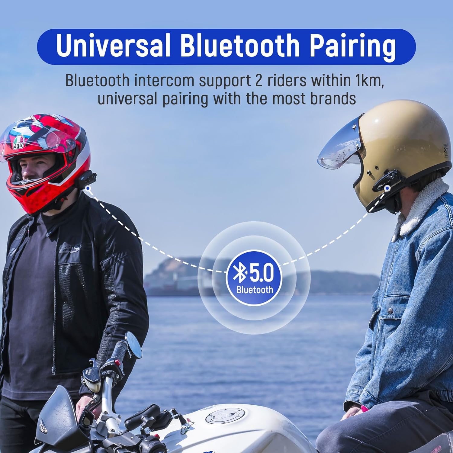 LEXIN MTX Motorcycle Bluetooth Headset, Mesh Intercom 24 Riders, Audio Multitasking Helmet Bluetooth Communication System, Waterproof/Voice Assistant/FM Radio/Music Sharing for Snowmobile, 4 Pack