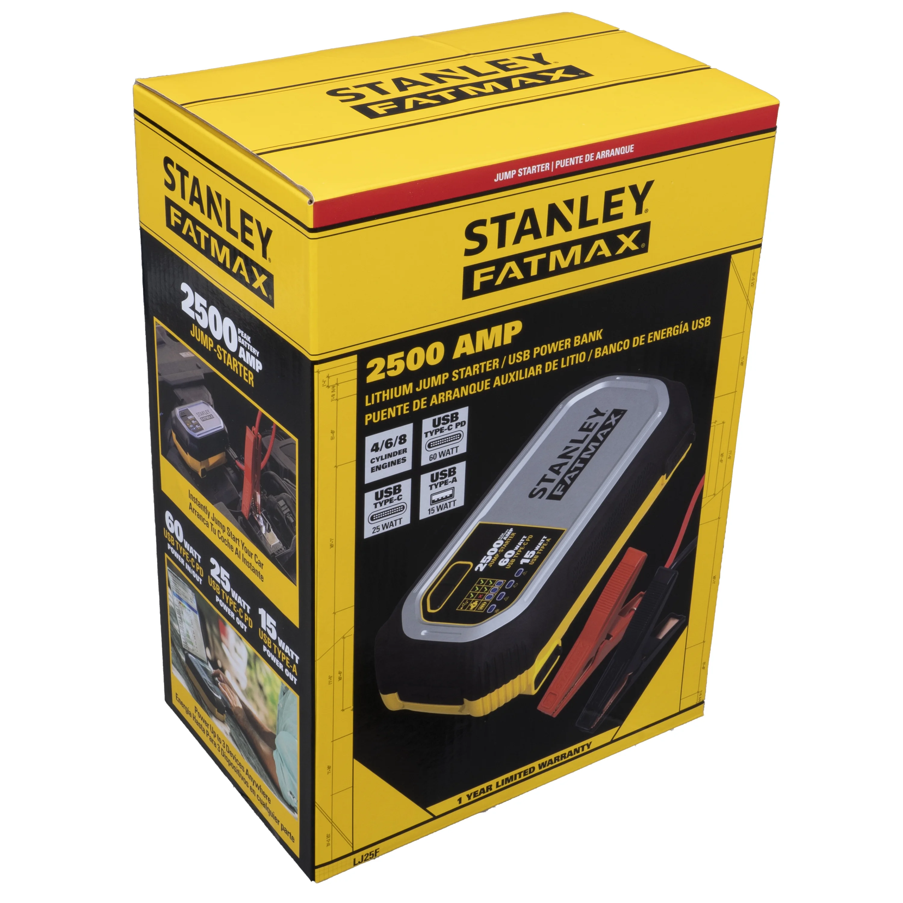 Stanley FatMax 2500 Amp, Lithium Jump Starter With Triple USB Power Bank