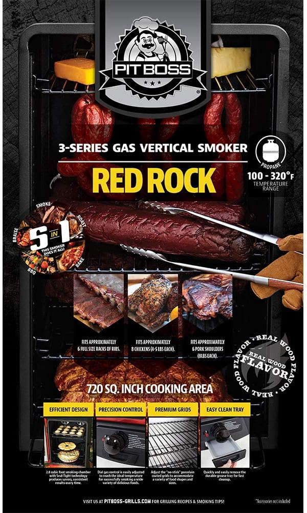 PIT BOSS 77435 Vertical Lp Gas Smoker, Red