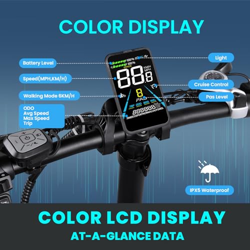 V3 Electric Bike for Adults, Folding Fat Tire Ebike 750W 20” x 4.0" 28MPH E-Bike 48V 13AH Electric Bicycle Shimano 7-Speed