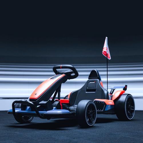 24V Electric Go Kart for Kids, 400W Powerful Motor Drift Racing Go Kart, Licensed McLaren Electric Go Kart with Drift Race Pedal, 2 Speeds Drift Kart with Damping System, Music, Racing Flag, Seat Belt
