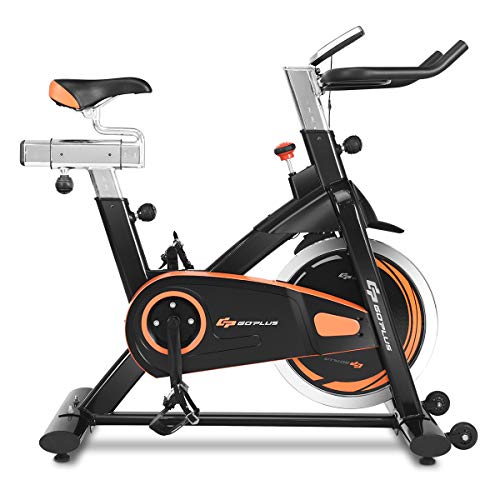 Goplus Indoor Cycling Bike, Stationary Bicycle with Flywheel and LCD Display, Cardio Fitness Cycle Trainer Professional Exercise Bike for Home and Gym Use