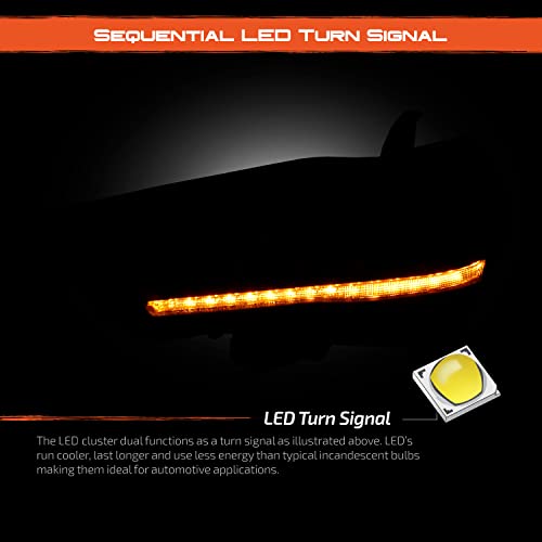 AKKON - Fit 2014-2023 Toyota 4Runner [Quad LED Module] Headlights Sequential LED Turn Signal Light Bar Parking Black