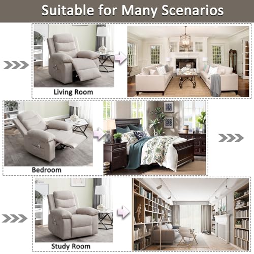 Electric Power Recliner Chair with Lumbar Heating and 8-Point Vibration Massage Function, Remote Control, Fabric Velvet Single Sofa Chiar with Footrest for Adult Living Room (Dark Gray)