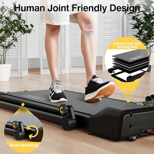 Walking Pad, 3 in 1 Foldable Treadmill for Home & Office, 285lb Wallking Pad Treadmill 2.5HP Under Desk Treadmill with Remote Control, Walking Jogging Pad with Handle Bar
