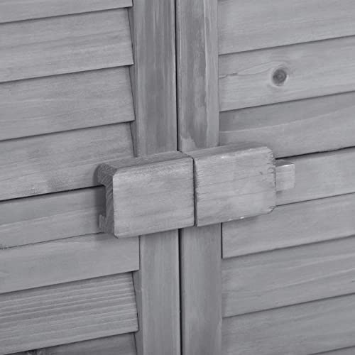 Outdoor Storage Cabinet, Garden Wood Tool Shed, Outside Wooden Shed Closet with Shelves and Latch for Yard, Patio, Deck and Porch for Yard Patio Deck (Natural)