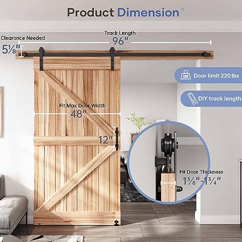 EaseLife 12 FT Double Sliding Barn Door Track and Handle Hardware Kit,Straight Pulley,Slide Smoothly Quietly,Easy Install (12FT Track Kit for 33"~36" Wide Double Door)
