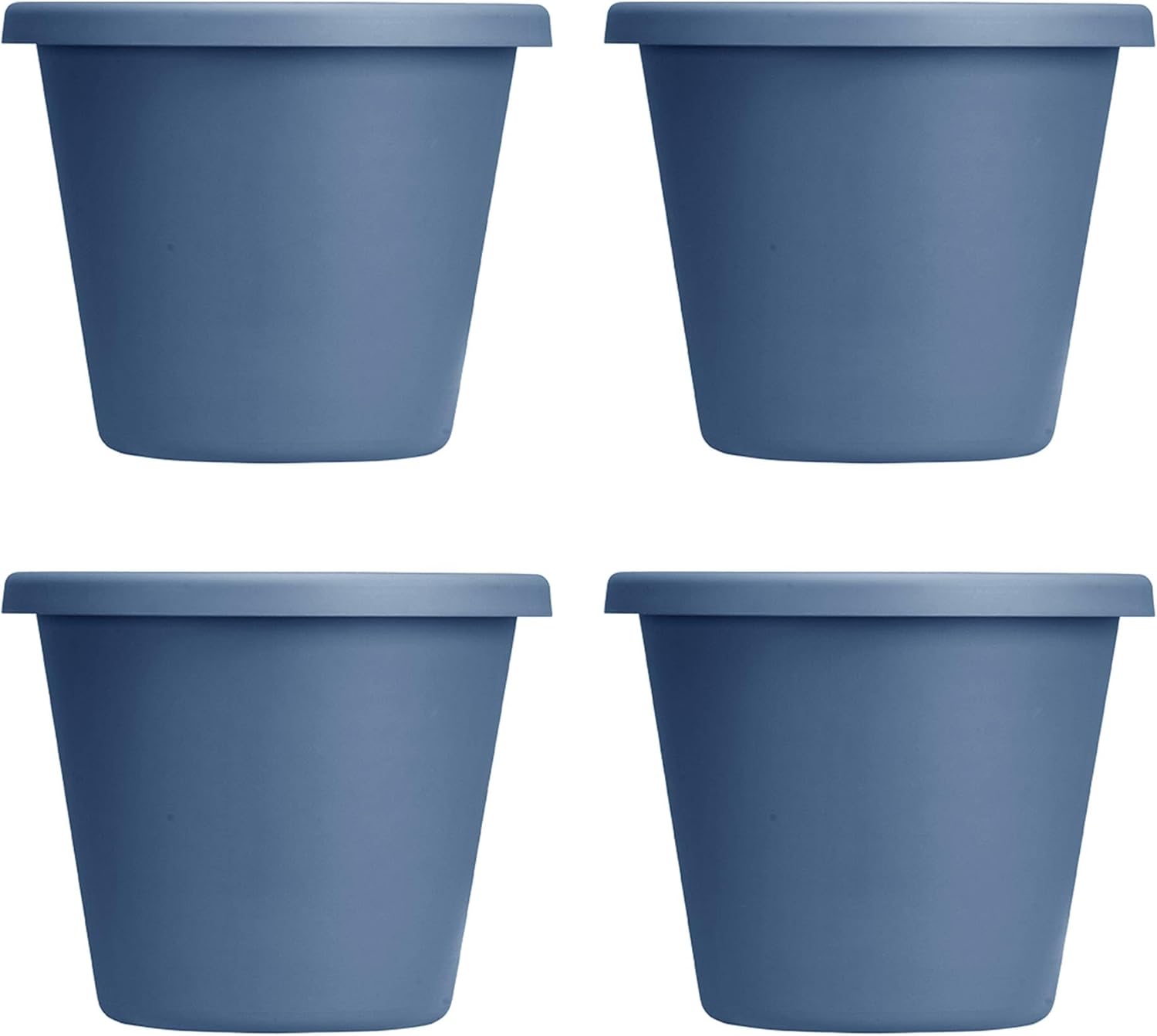 The HC Companies 24 Inch Indoor and Outdoor Classic Durable Plastic Flower Pot Container Garden Planter with Drainage Holes, Slate Blue (4 Pack)