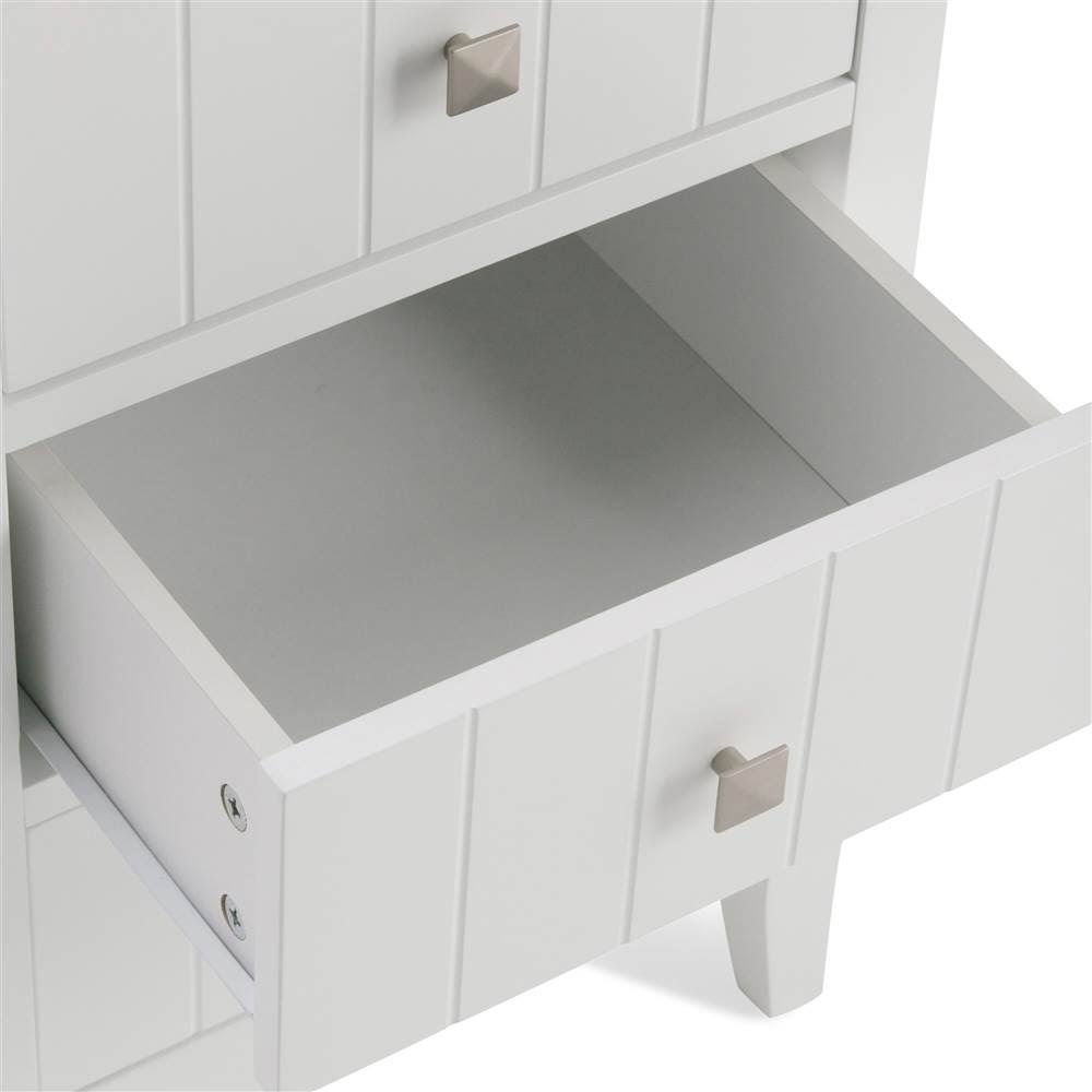 Simpli Home Four Drawer Floor Storage Cabinet in Pure White