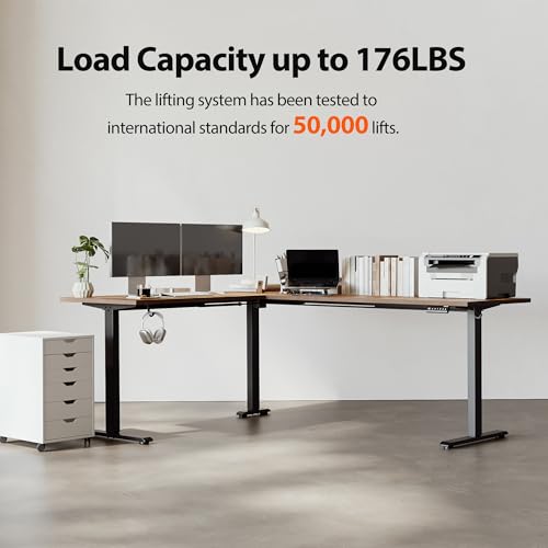 Agilestic L Shaped Electric Standing Desk with 2 Drawers, 63 Inch Ergonomic Adjustable Height Desk with Storage, Corner Desk Sit Stand up Computer Table for Work Office Home, Rustic Brown
