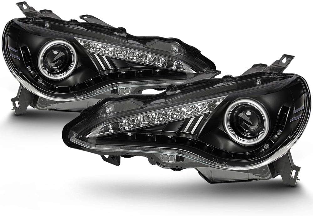 ACANII - For [Halogen Model] 2012-2016 Scion FRS BRZ 86 LED DRL Black Housing Projector Headlights w/LED Signal Lamps
