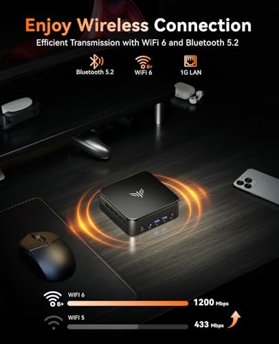 KAMRUI Mini PC with AMD Ryzen 7 5825U, 16GB DDR4 512GB M.2 SSD Mini Computer, Mini Gaming PC with USB Type-C, Desktop Computer Supports Triple 4K Display, WiFi 6, BT 5.2