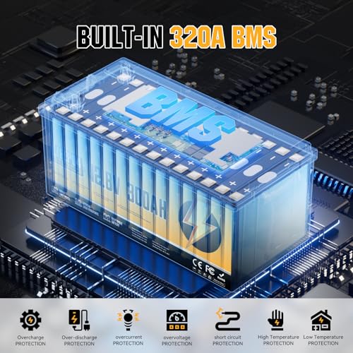 12V 200Ah LiFePO4 Battery, Built-in 200A BMS, 15000 Deep Cycles, 2560Wh,Low Temp Protection Lithium Iron Phosphate Battery for Home Energy, RV, Trolling Motor, Marine, Solar, Off-Grid