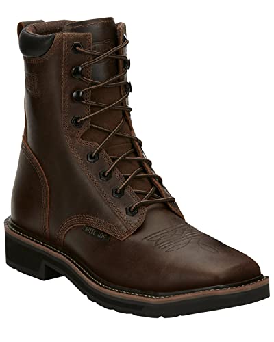 JUSTIN ORIGINAL WORKBOOTS SE682 8" Work Boot,7,D,Brown,Steel,PR