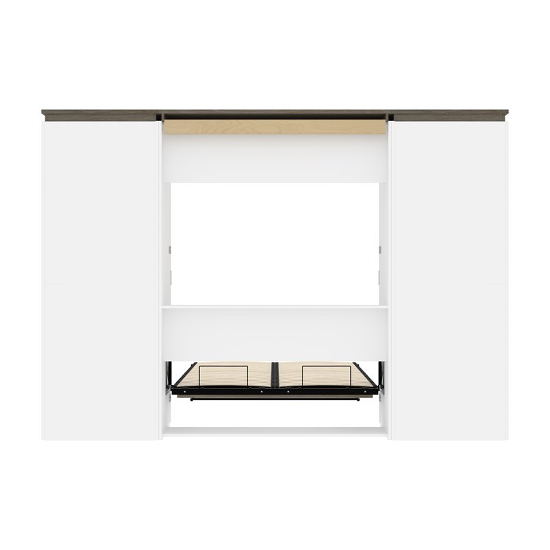 Atlin Designs 118" Modern Wood Full Murphy Bed with 2 Bookcases in White