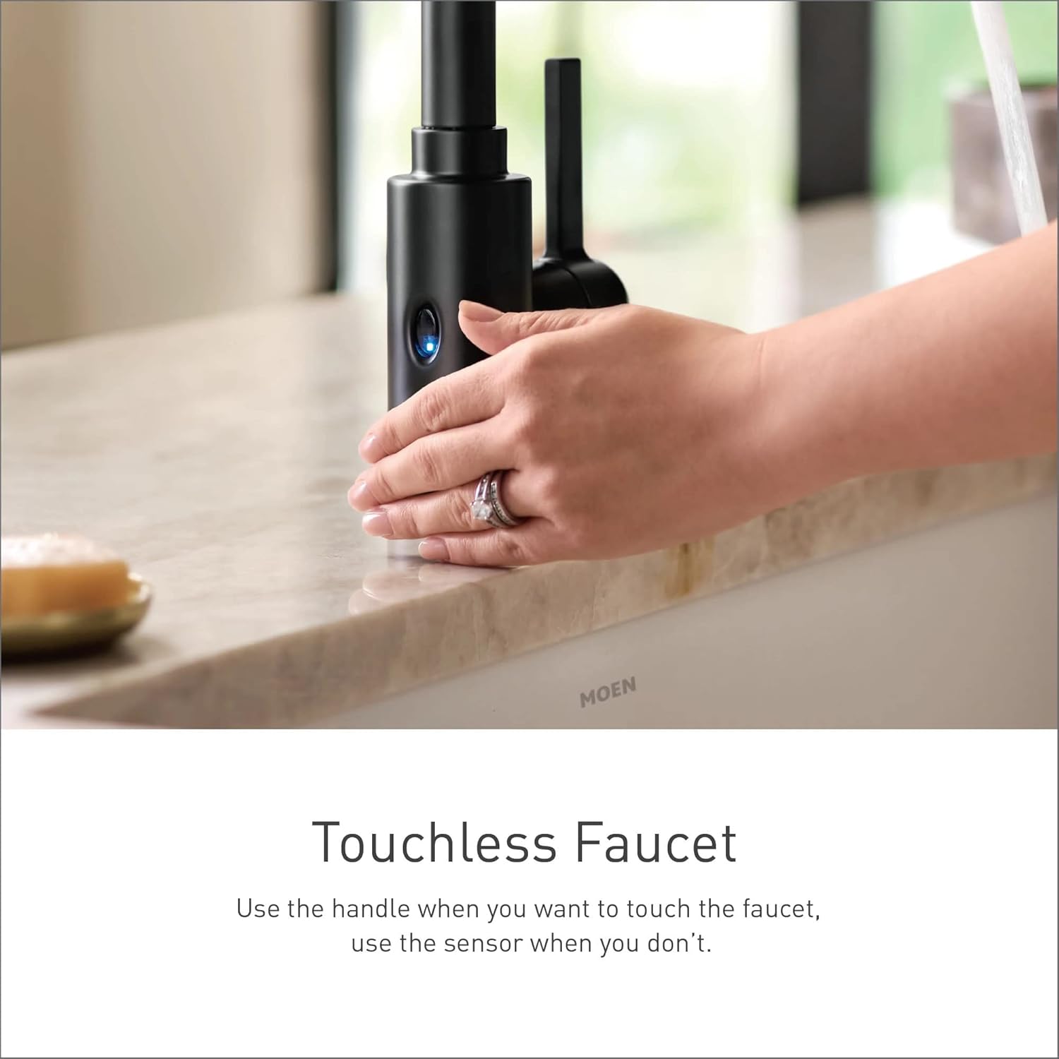 Moen 5925EWBL Sleek Single-Handle High Arc Pulldown Kitchen Faucet, Matte Black