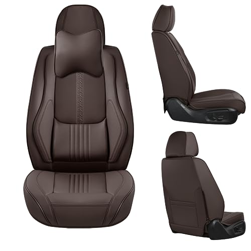 Car Seat Covers Full Set, Front and Rear Seat Covers for Cars, Waterproof Leather Auto Seat Protectors with Head Pillow, Car Seat Cushions Fit for Most Sedans SUV Pick-up Truck, Black&Navy