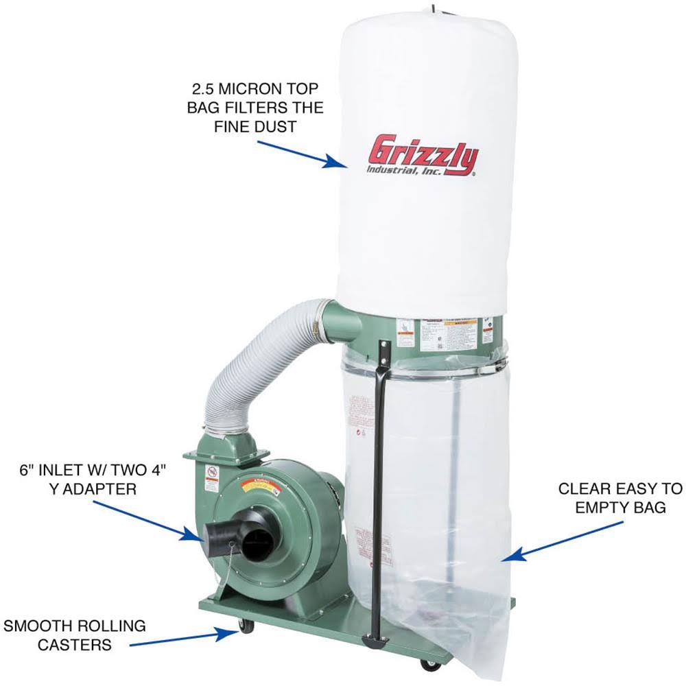 Grizzly G1028Z2 1-1/2 HP Dust Collector