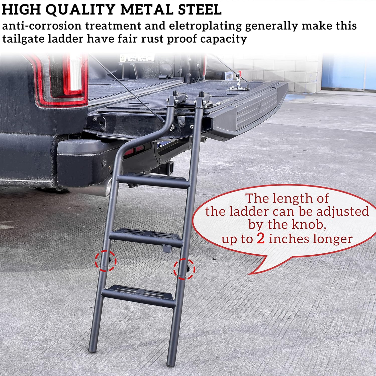 POKIAUTO Universal 42" Foldable Pickup Truck Tailgate Ladder, Heavy Duty Folding Tailgate Step Ladder with Lock Device Universal Fit for Pickup Truck (F150, RAM 1500 etc.) Accessories