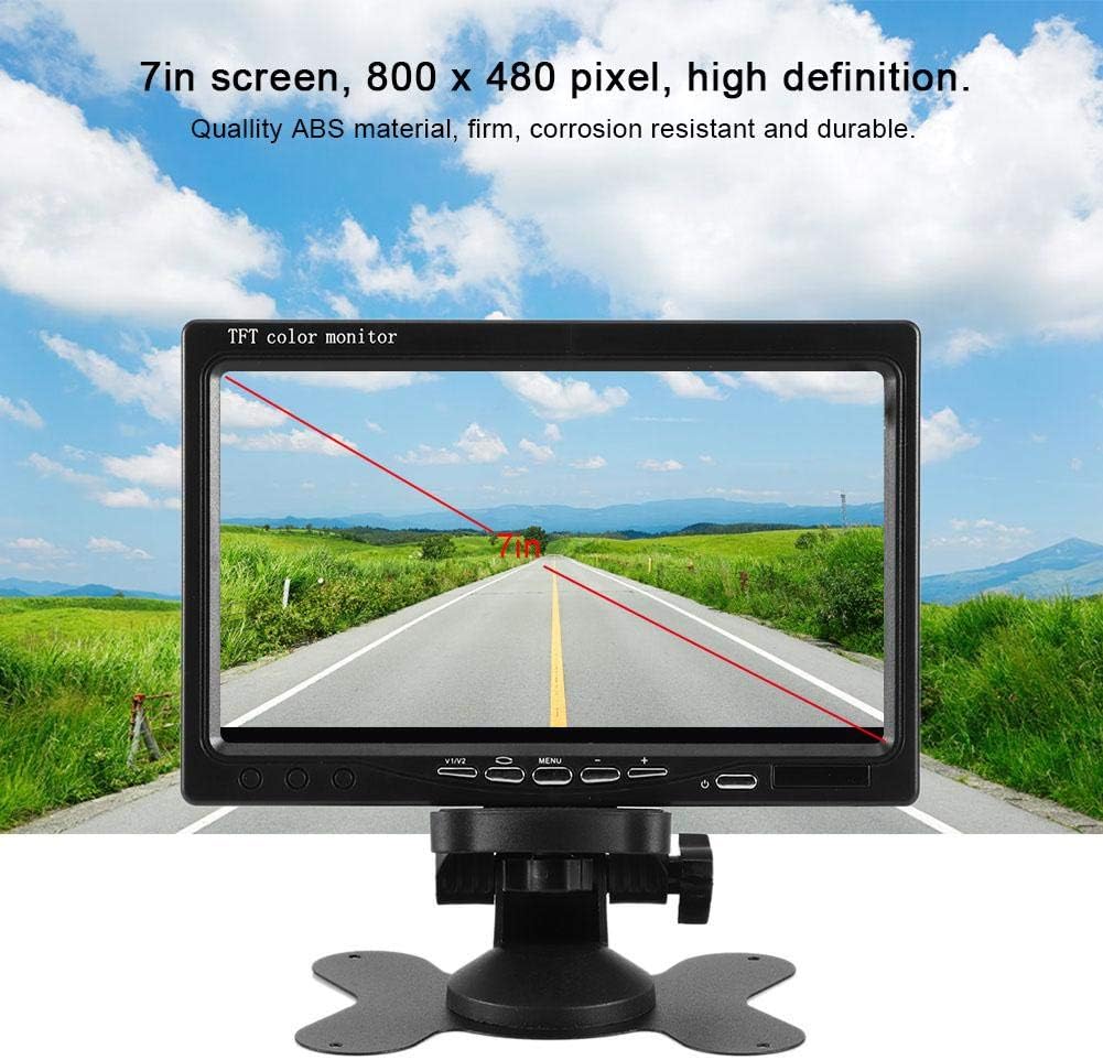 Car Monitor, 7in Car Monitor High Definition Reverse Rearview Display 12-24V Auto Accessory, Pixel 800 x 480