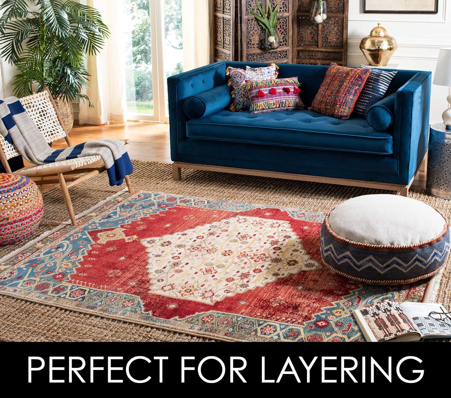 SAFAVIEH Natural Fiber Collection X-Large Area Rug - 11' x 15', Natural, Handmade Chunky Textured Jute 0.75-inch Thick, Ideal for High Traffic Areas in Living Room, Bedroom (NF447A)