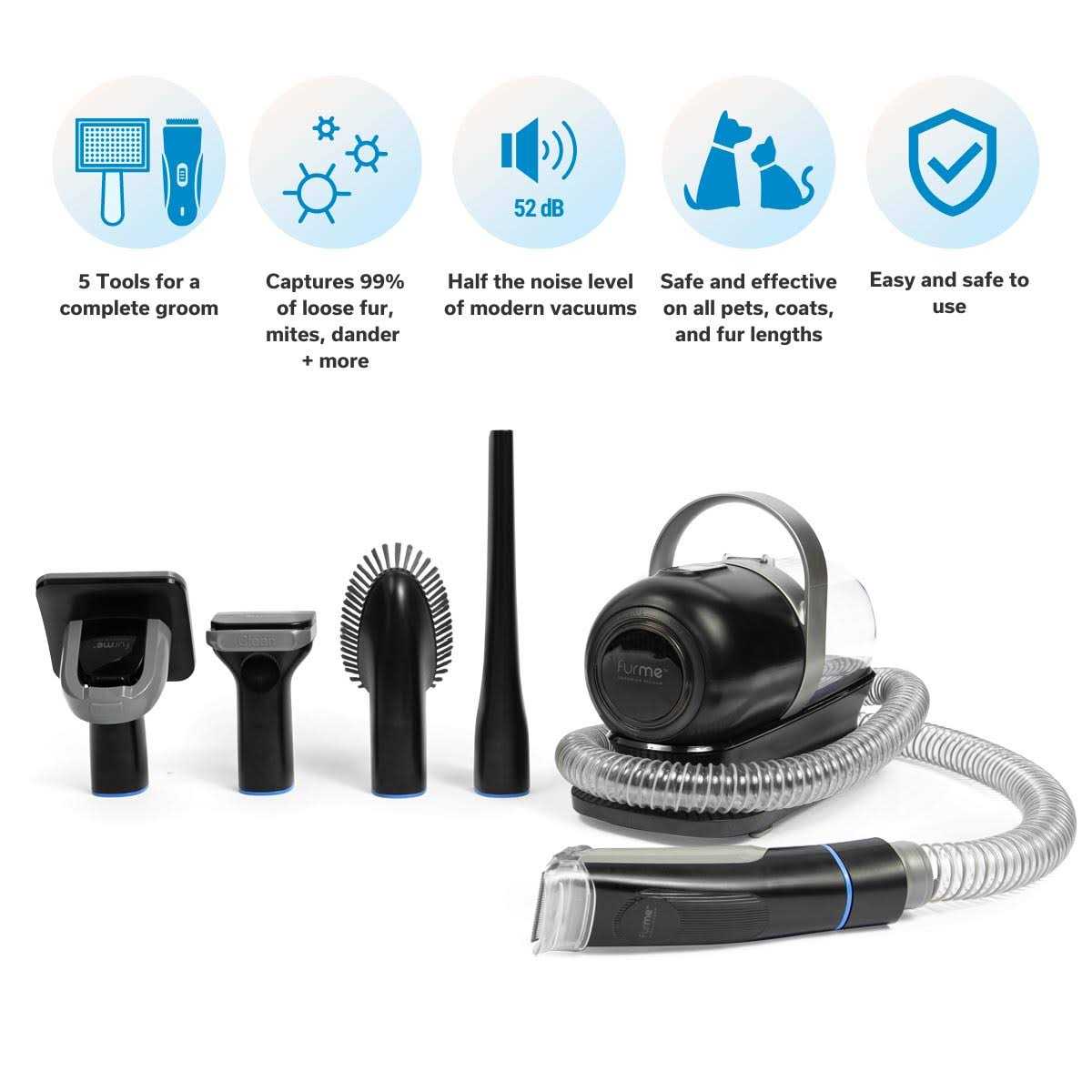 furMe Original Pet Grooming Vacuum Kit, 5 Pet Grooming Tools, Works for All Dogs, Cats, and Pet Fur - Pet Supplies online store