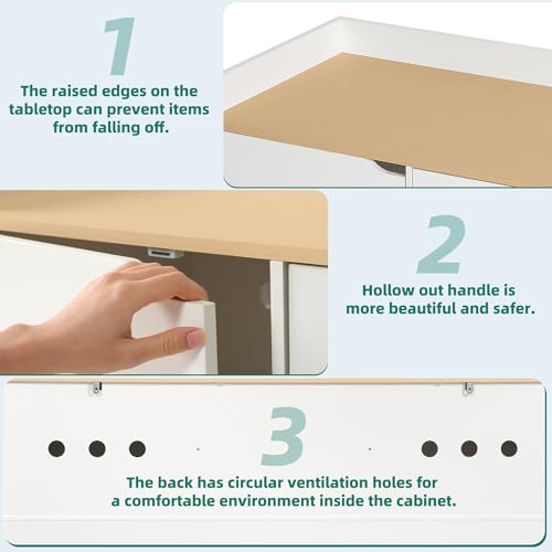 YITAHOME Cat Litter Box Enclosure with Double Room for 2 Cats, Storage Cabinet Design Large Hidden Litter Box Furniture with Drawers, Wooden Cat Washroom Furniture, White, 55" L x 19.7" W x 31.5" H