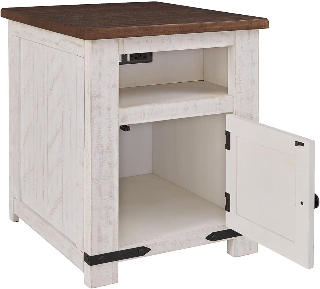 Signature Design by Ashley Wystfield Casual Rectangularangular End Table, White/Brown