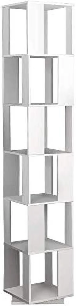 RUNFAYBIU Wooden Rotating Bookcase Shelves Floor Freestanding for Living Room Corner  Slim 6 Tiers Unit  Display Rack Tall Bookshelf  Bedroom Small Space (Blue)