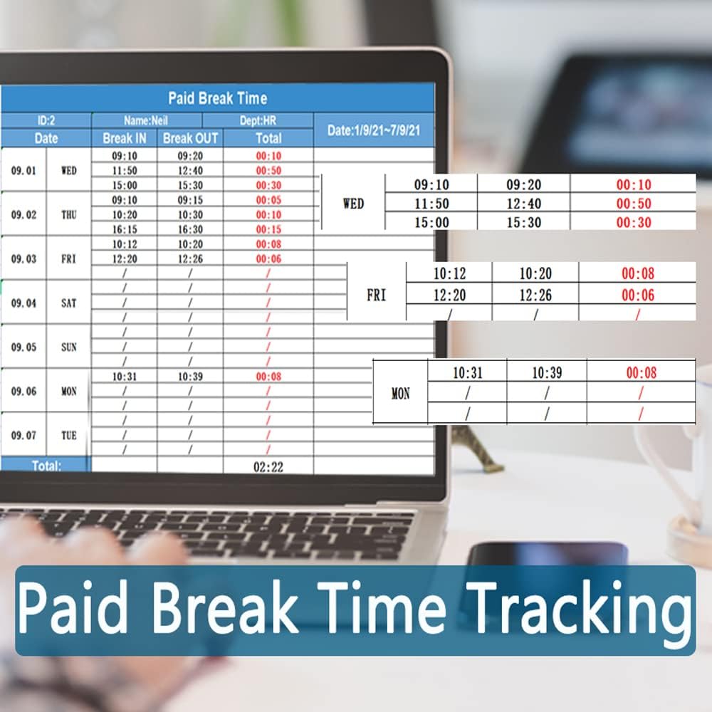 KINGHOS Employee Time Clock with Free Software, Auto Calculate Overtime and Work Hour/Deduct Lunch Time Fingerprint Time Attendance for Employees Small Business NO Monthly Fee