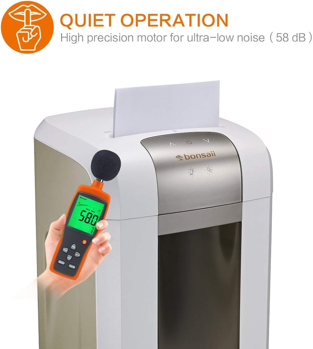Bonsaii 60-Mintues Super Micro-Cut Paper Shredder, P-5 High Security Heavy Duty Shredder for Office, CD/Credit Cards Ultra Quiet Shredder for Home Office Use, 6-Sheet Capacity/Touch Operation(4S16)
