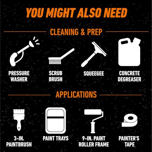 Gorilla Epoxy Garage Floor Coating (7 pc) Kit, 1-Car, Concrete Flooring, 100% Solids, Superior Adhesion, Incredibly Durable High Gloss Gray Finish, 275 sq. ft. Coverage