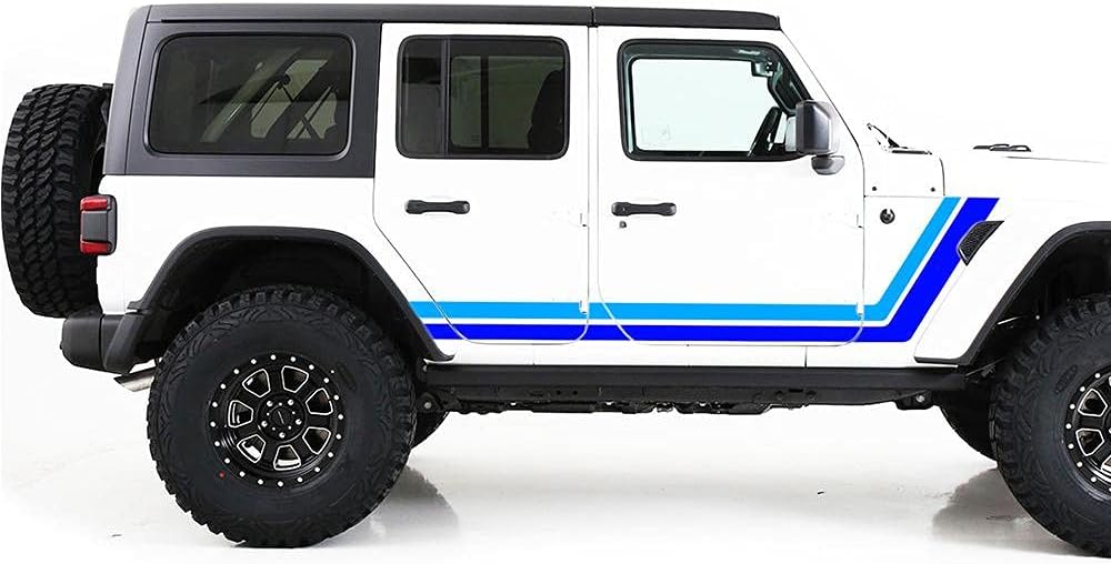 Retro Door Stripes Graphics Vinyl Decals Compatible with Jeep JL Wrangler (Yellow-Orange)