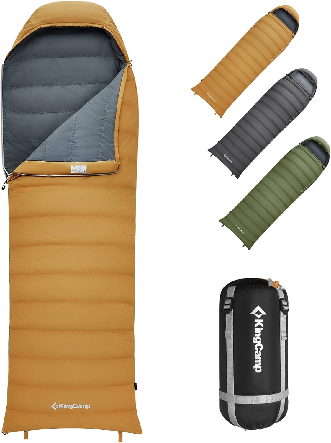 Kingcamp Down Sleeping Bag 650 Fill Power Ultralight Compact Portable 0 Degree Sleeping Bags for Adults Cold Weather Backpacking Camping Hiking Traveling with Compression Sack