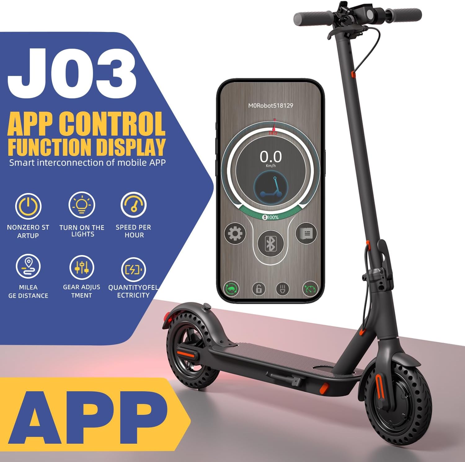 J3 Electric Scooter - Max 19-34 Miles Range, 8.5''/10'' Tires, 350-500W Motor, Max 20/28 MPH Speed，Portable Folding Commuting Scooter for Adults, Double Braking System and App Connectivity