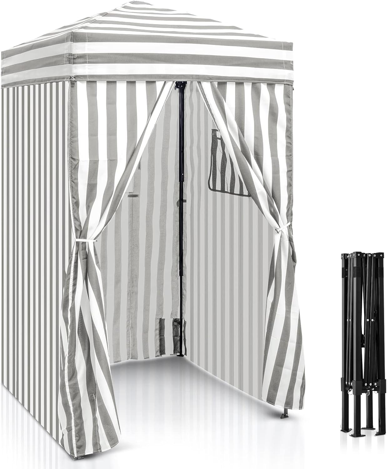 EAGLE PEAK Flex Ultra Compact 4’x4’ Pop-up Changing Room Canopy, Portable Privacy Cabana for Pool, Fashion Photoshoots, or Camping (Blue/Green/Yellow)